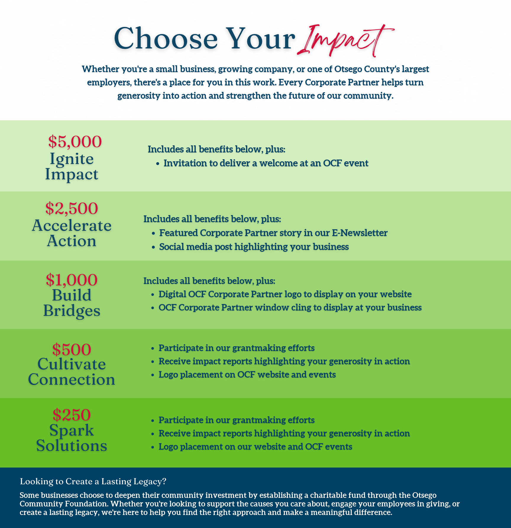 corporate partner levels for website